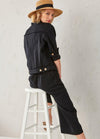 Charlie Paige Jayla Linen Blend Jean Style Jacket | Black
